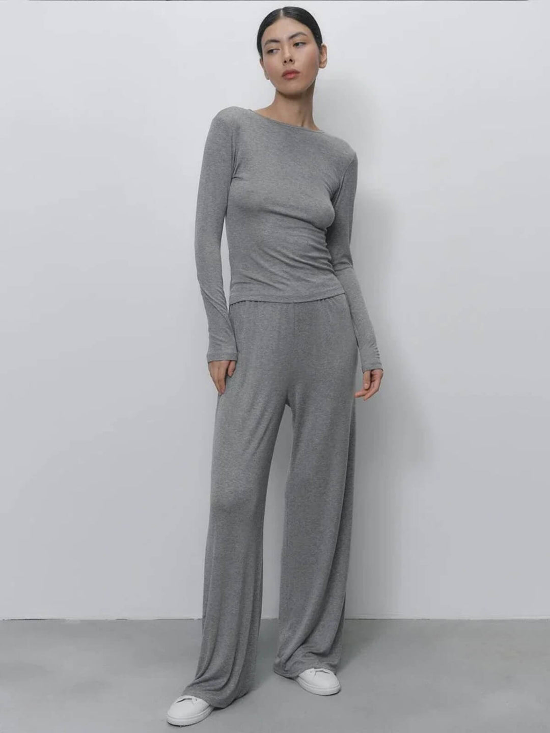 Casual Two-Pieces Long Sleeve T-Shirts And High Waist Pants