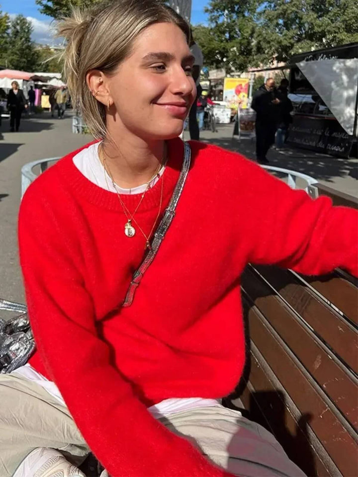 Elegant Long Sleeves O-neck Pullover Sweater
