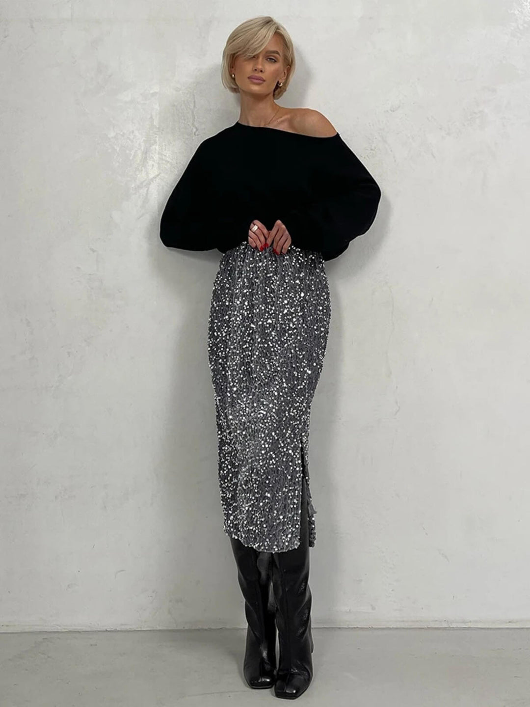Sexy High Waist Slit Midi Skirt