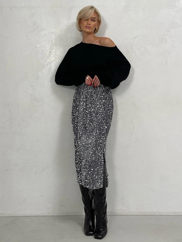 Sexy High Waist Slit Midi Skirt