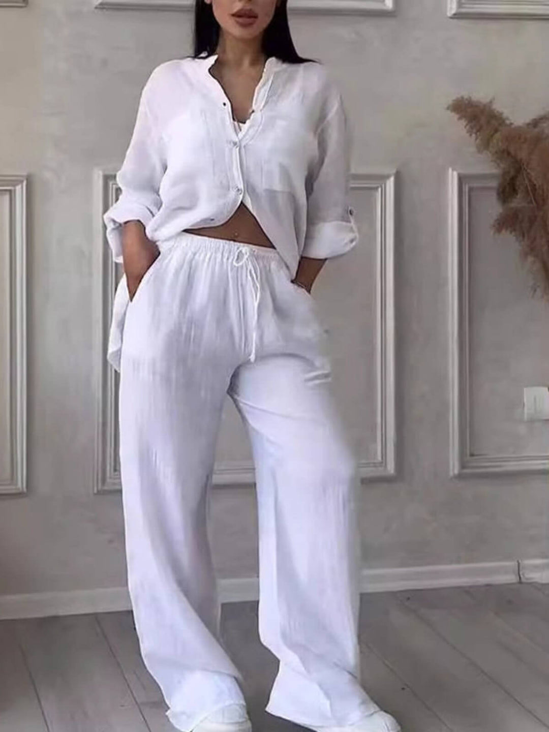 Women's Two-Piece Casual Outfit Shirt & Pants
