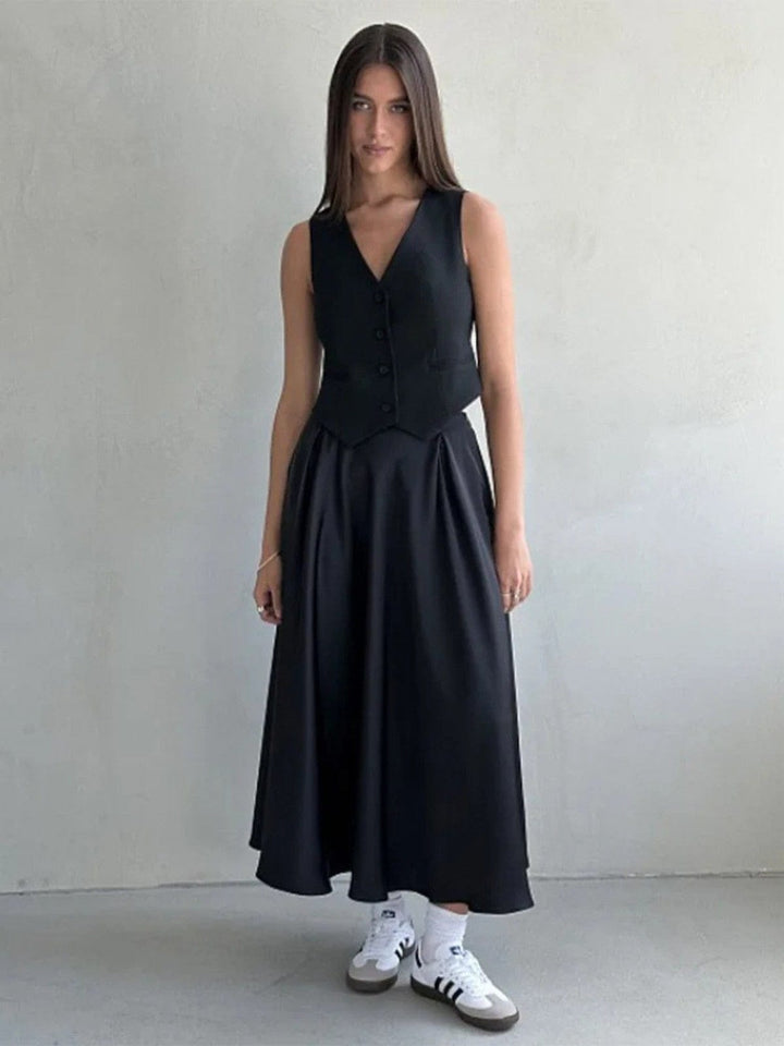 Elegant Satin Maxi Skirt