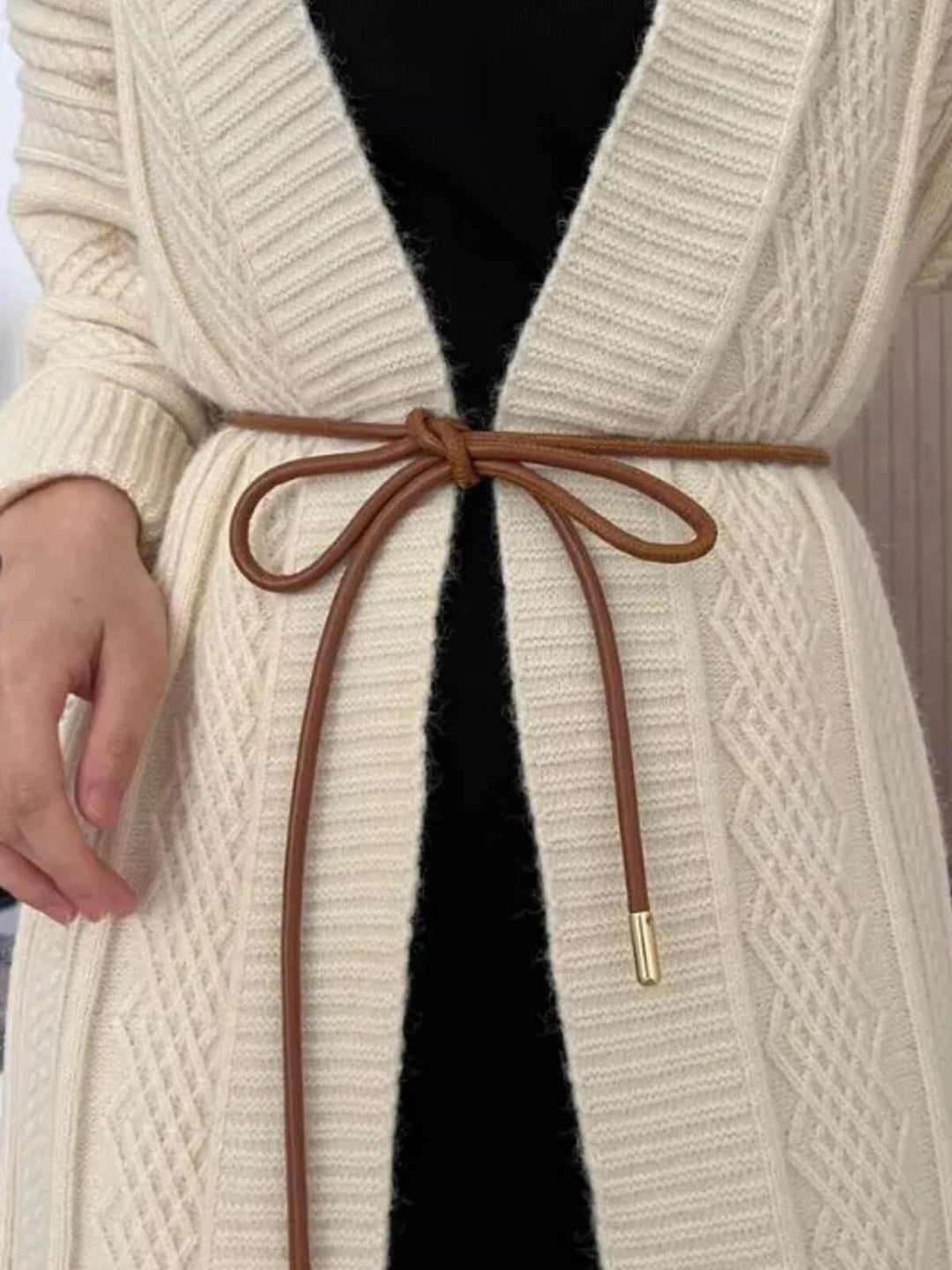 Vintage Leather Rope Round String Design Waist Belt