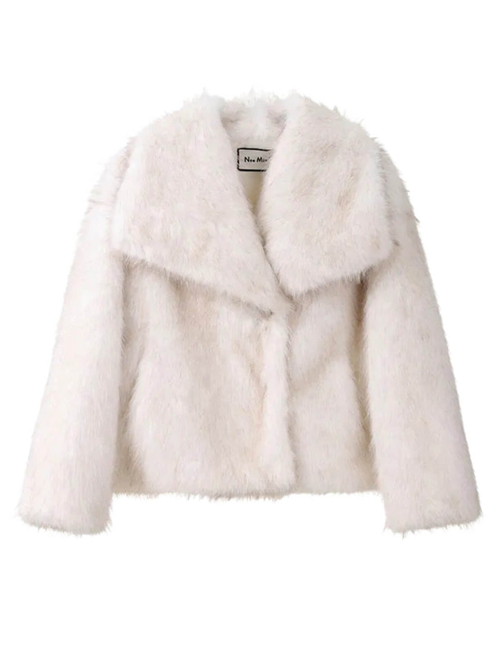 Luxurious Fluffy Big Fur Collar Coat