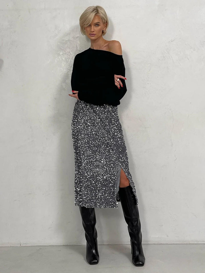 Sexy High Waist Slit Midi Skirt