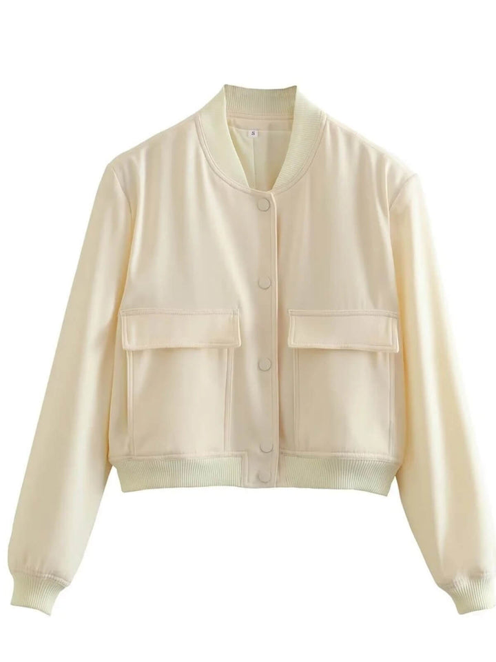 Cropped Long Sleeve Bomber Jacket