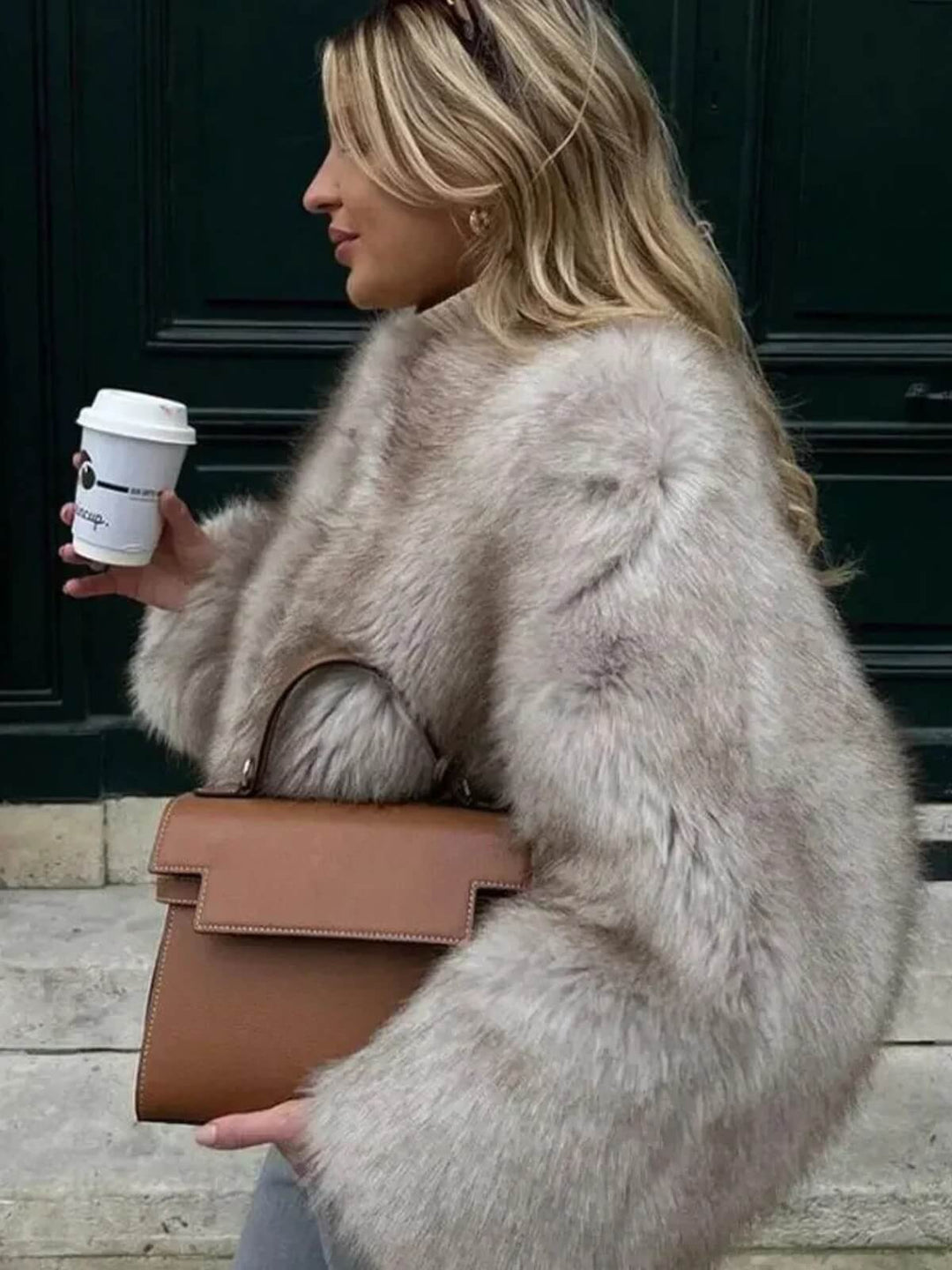 Thick Fur Long Sleeve Coat
