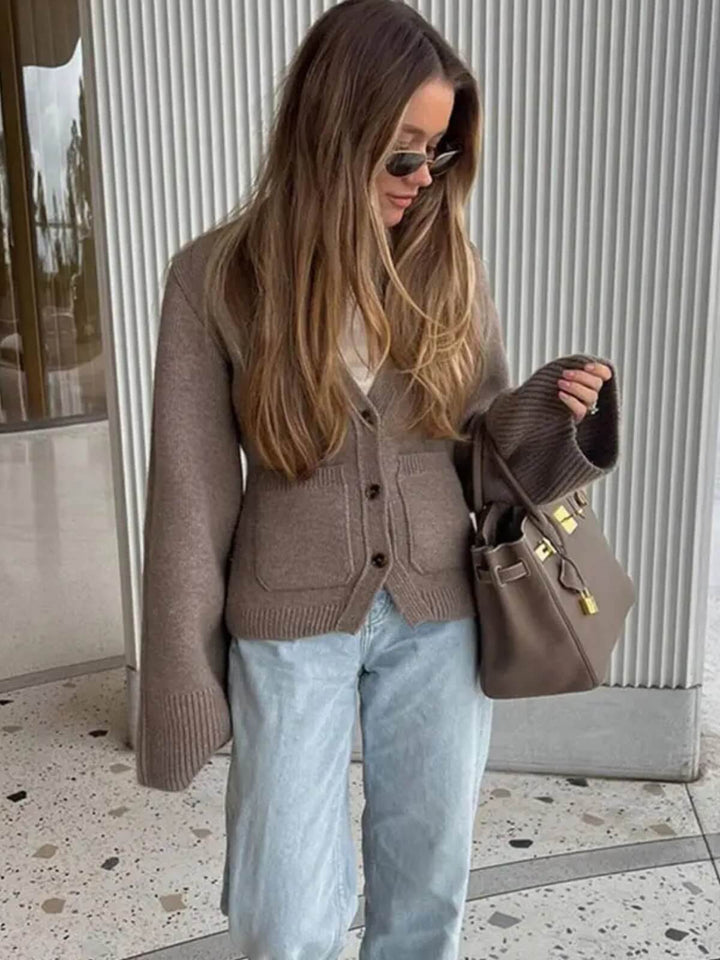 Women's Metal Buttons Knitted Cardigan