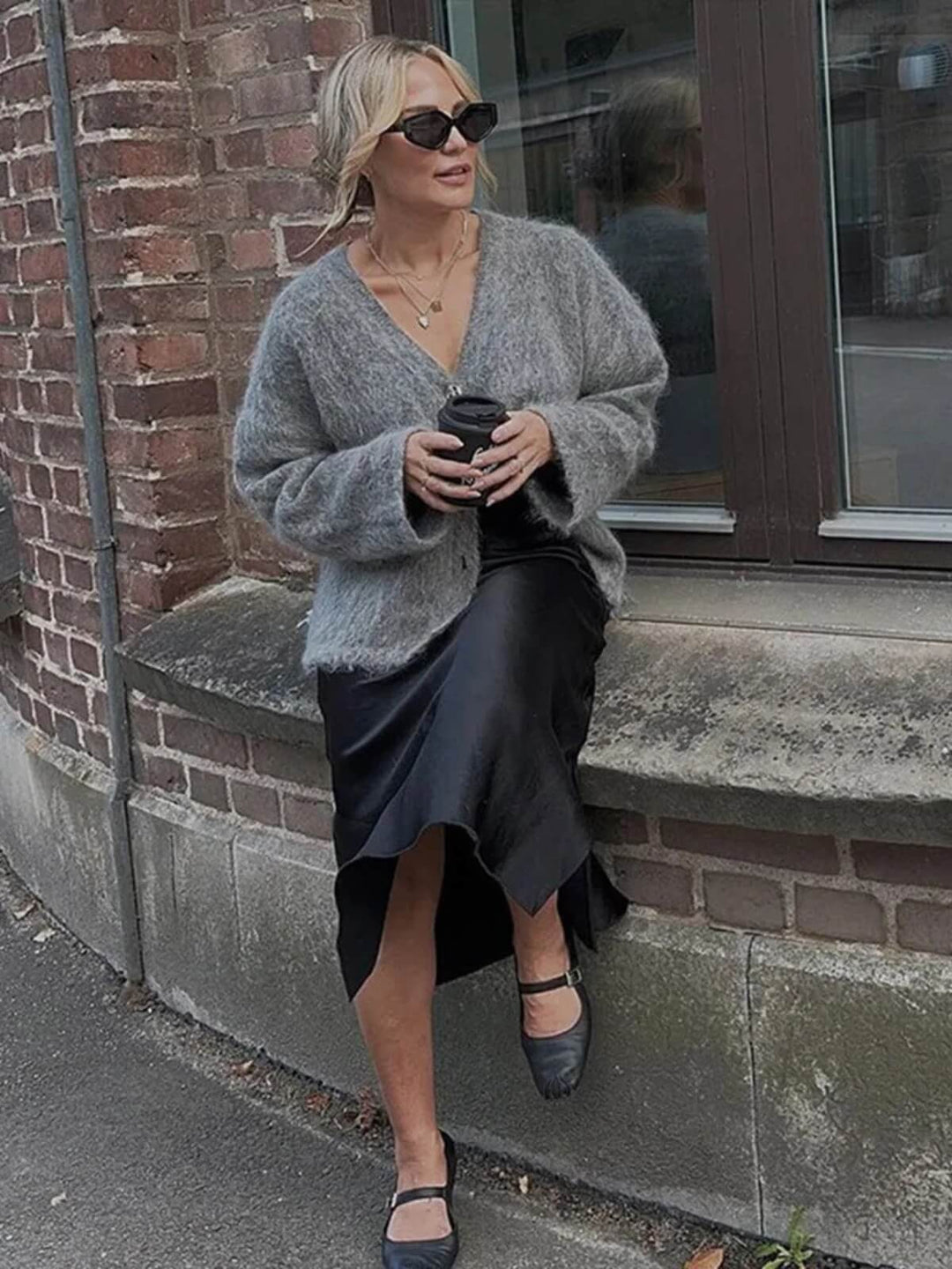 Casual Long Sleeve Knit V-Neck Cardigan