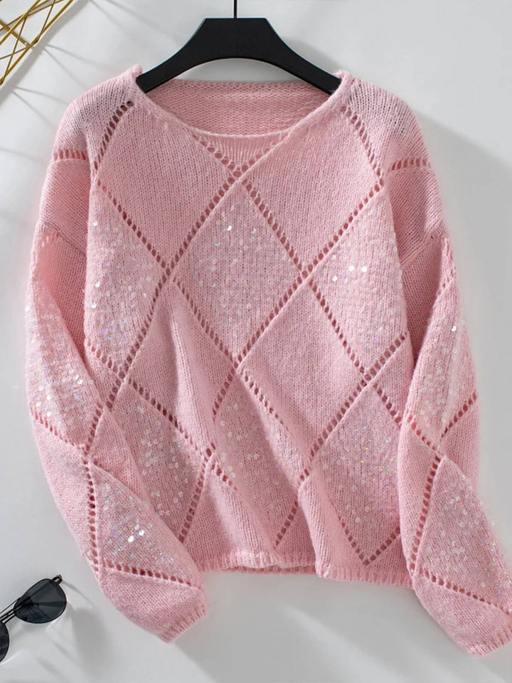 Round Neck Diamond Pattern Sweater