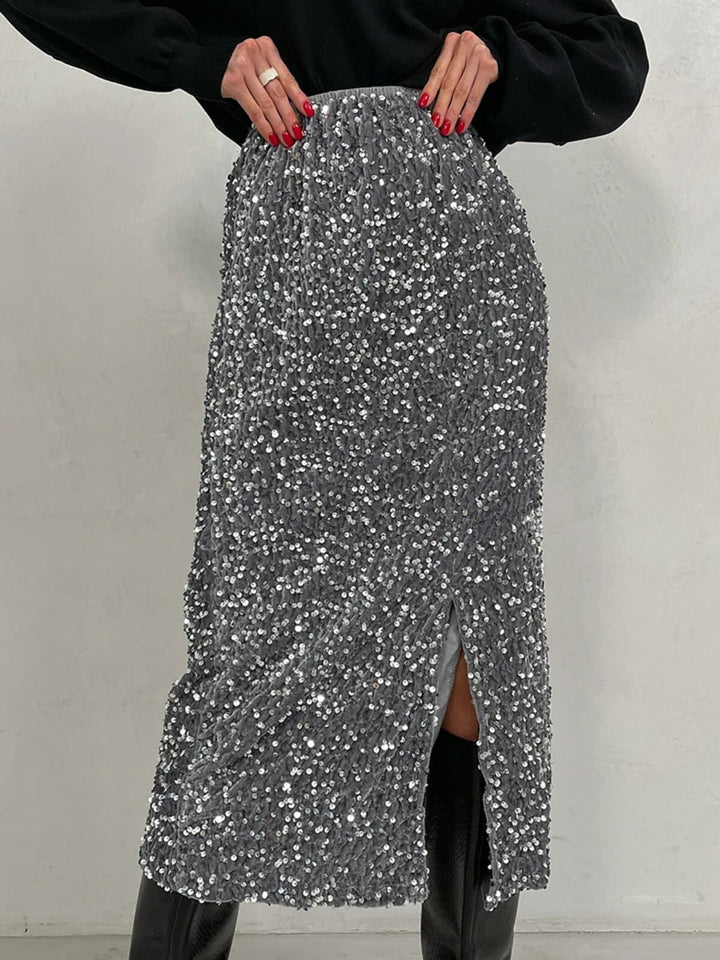 Sexy High Waist Slit Midi Skirt