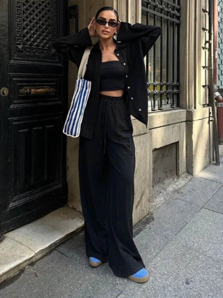 Women's Two-Piece Casual Outfit Shirt & Pants