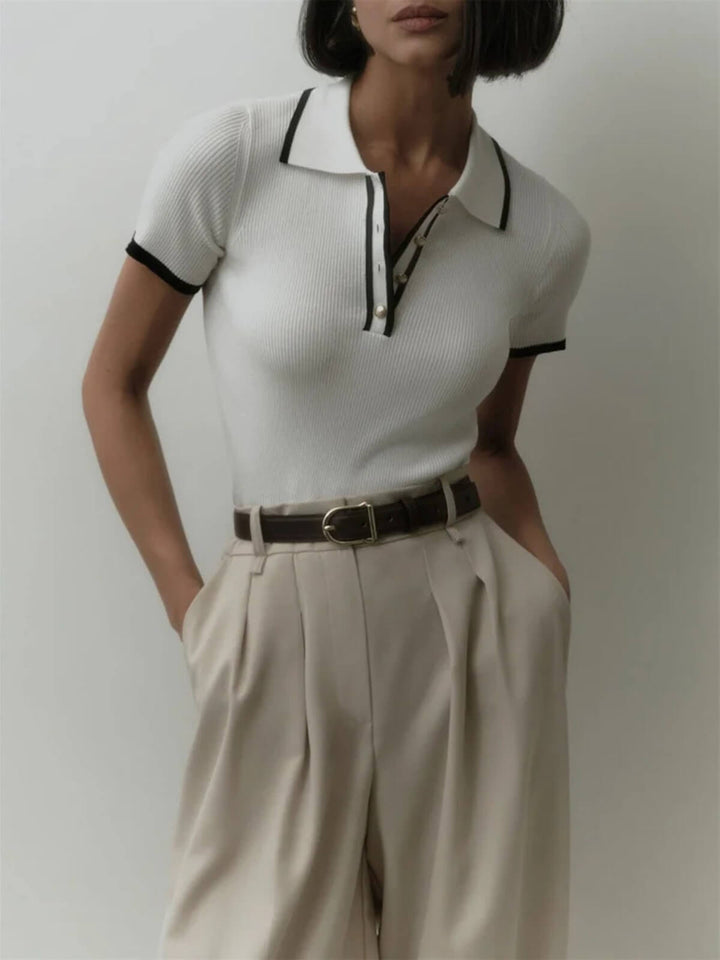 Elegant Short Sleeve Patchwork Tops