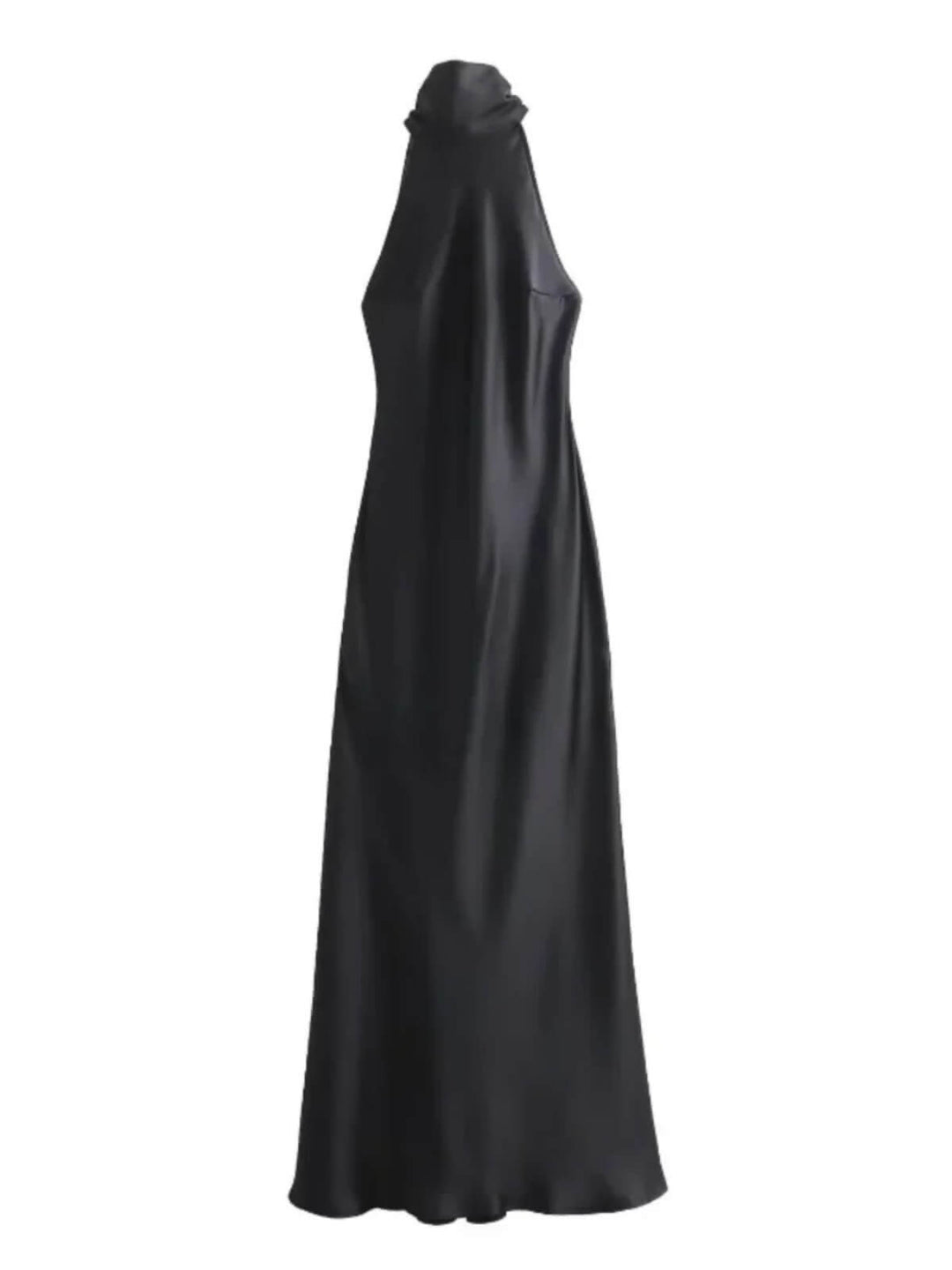 Elegant Satin Halter Lace Up Off Shoulder Backless Sleeveless Long Dress