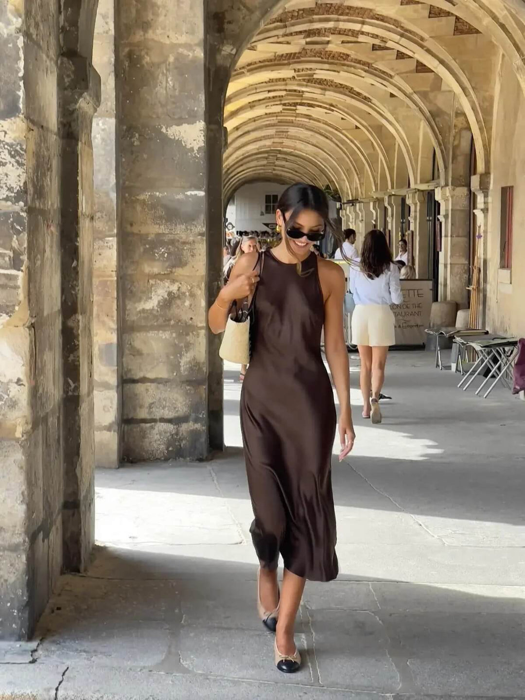 Elegant Solid Satin Fit Sleeveless Maxi Dress