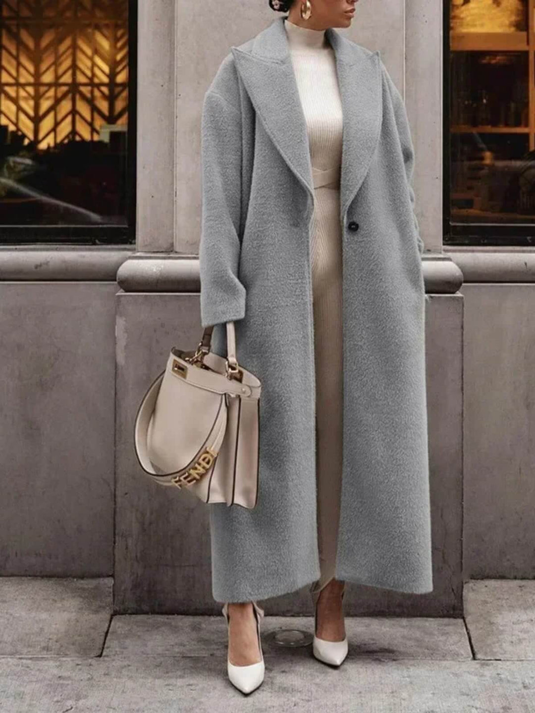 Fashion Lace-Up Long Sleeve Lapel Coat