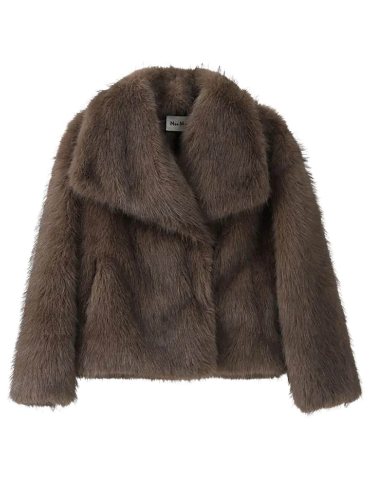 Luxurious Fluffy Big Fur Collar Coat