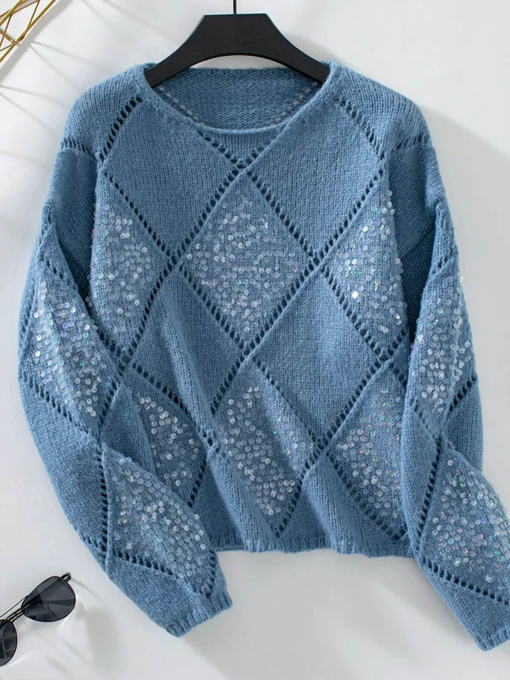 Round Neck Diamond Pattern Sweater