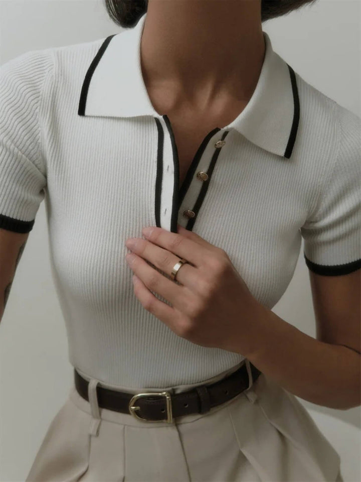 Elegant Short Sleeve Patchwork Tops