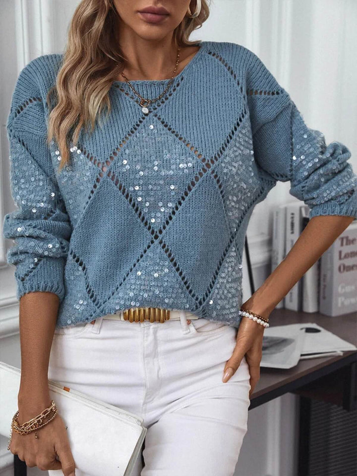 Round Neck Diamond Pattern Sweater