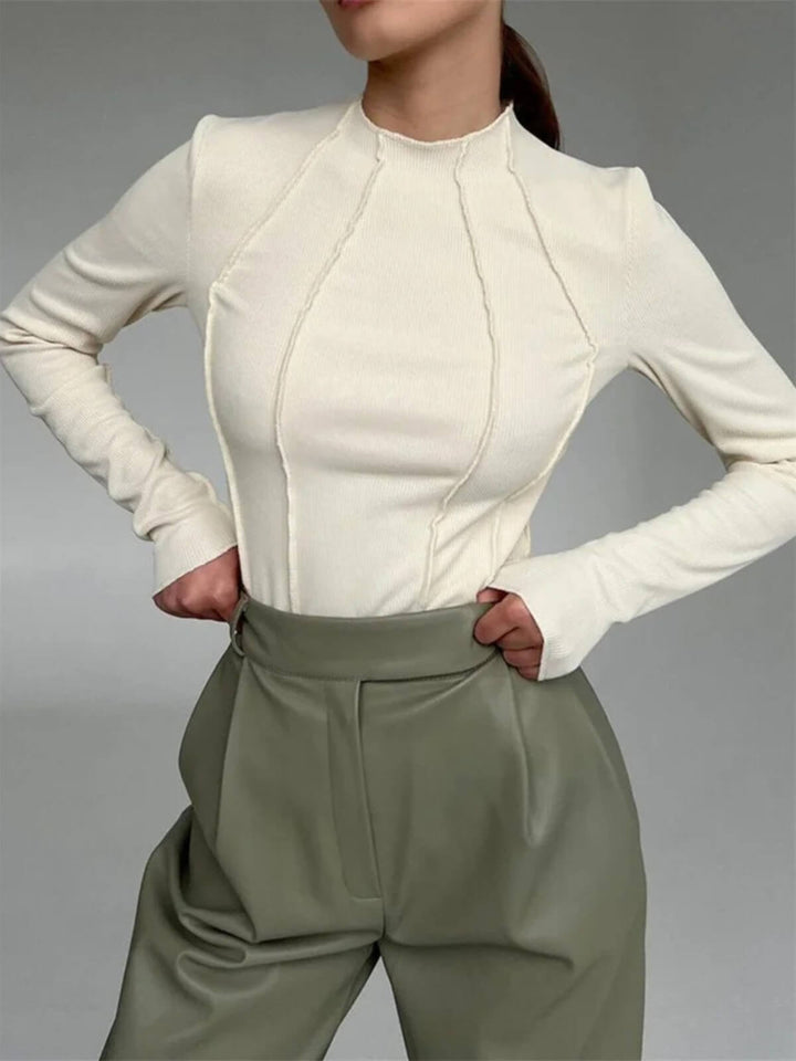 Slim Fit Pullover Ruched Long Sleeve Turtleneck