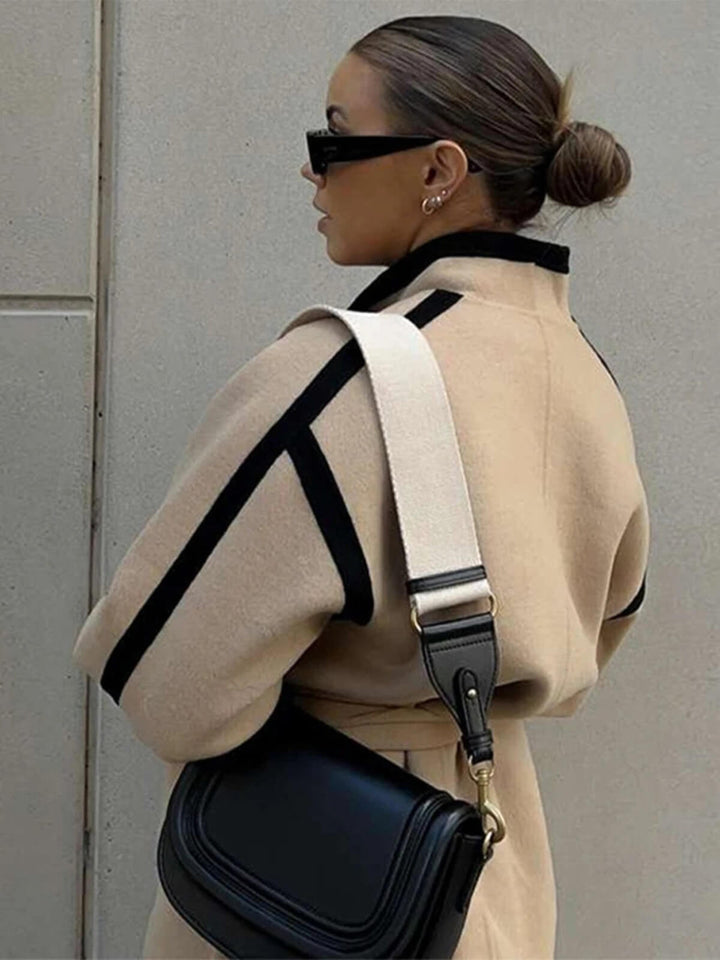 Casual Long Sleeve Coat With Belt Pockets
