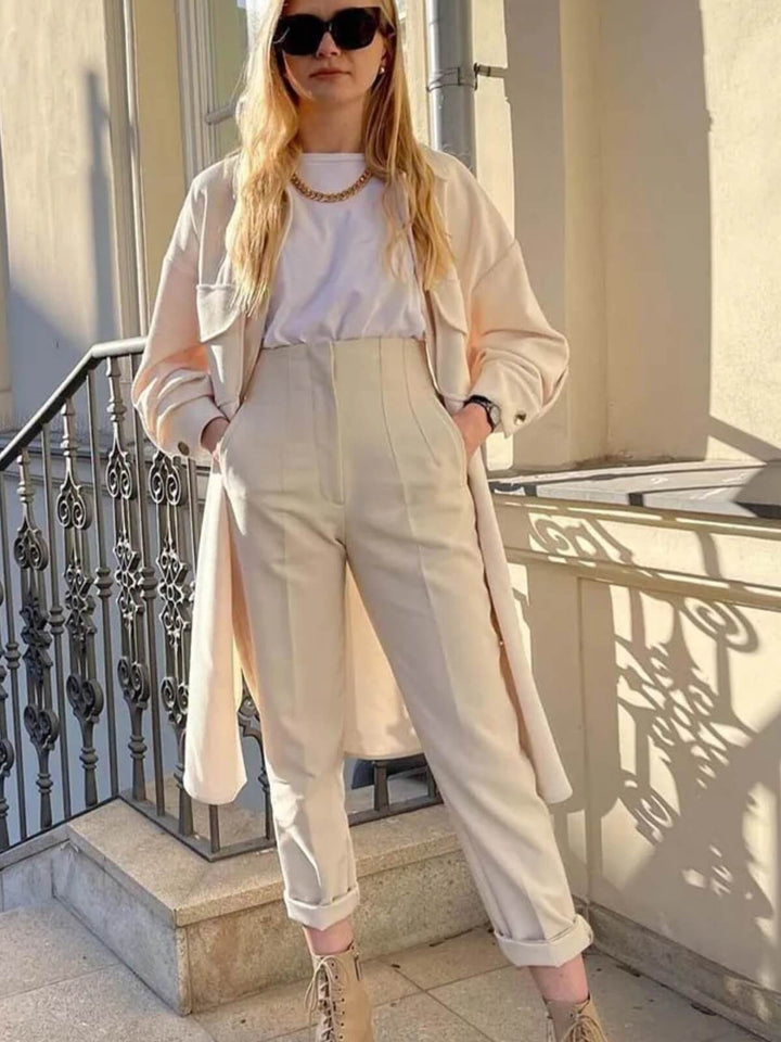 Women's High Waist Pants With Seam Details