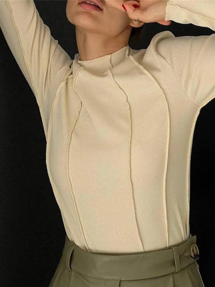 Slim Fit Pullover Ruched Long Sleeve Turtleneck