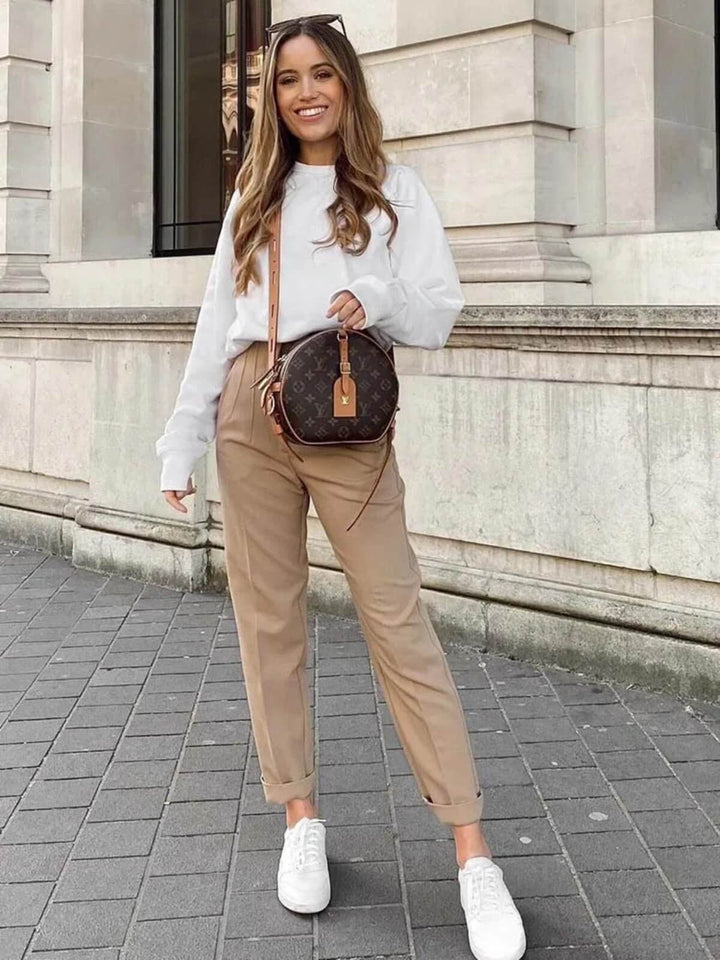 Women's High Waist Pants With Seam Details