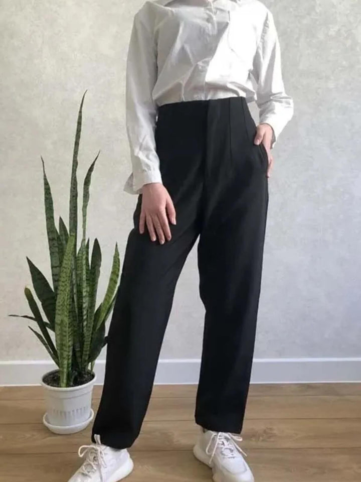 Women's High Waist Pants With Seam Details