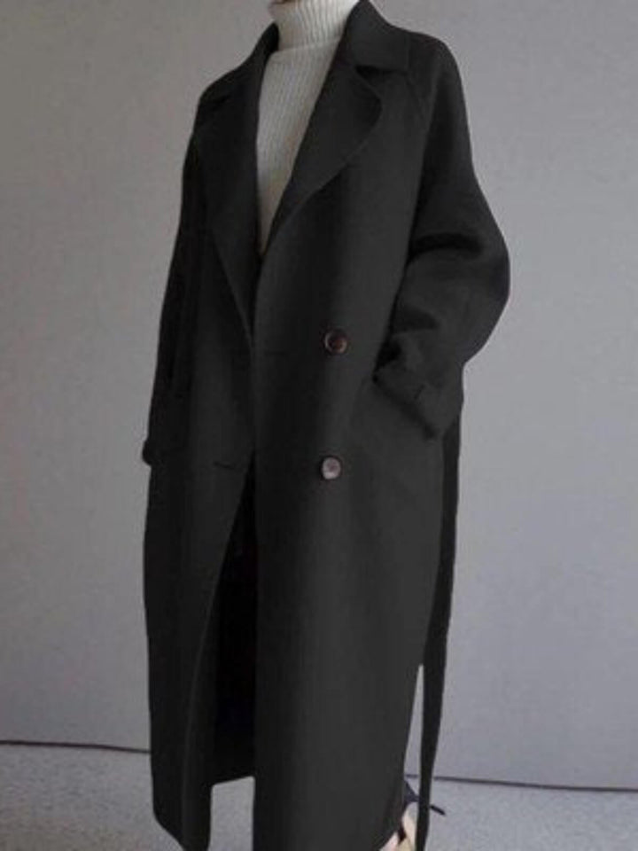 Elegant V-neck With Side Pockets Trenchcoat