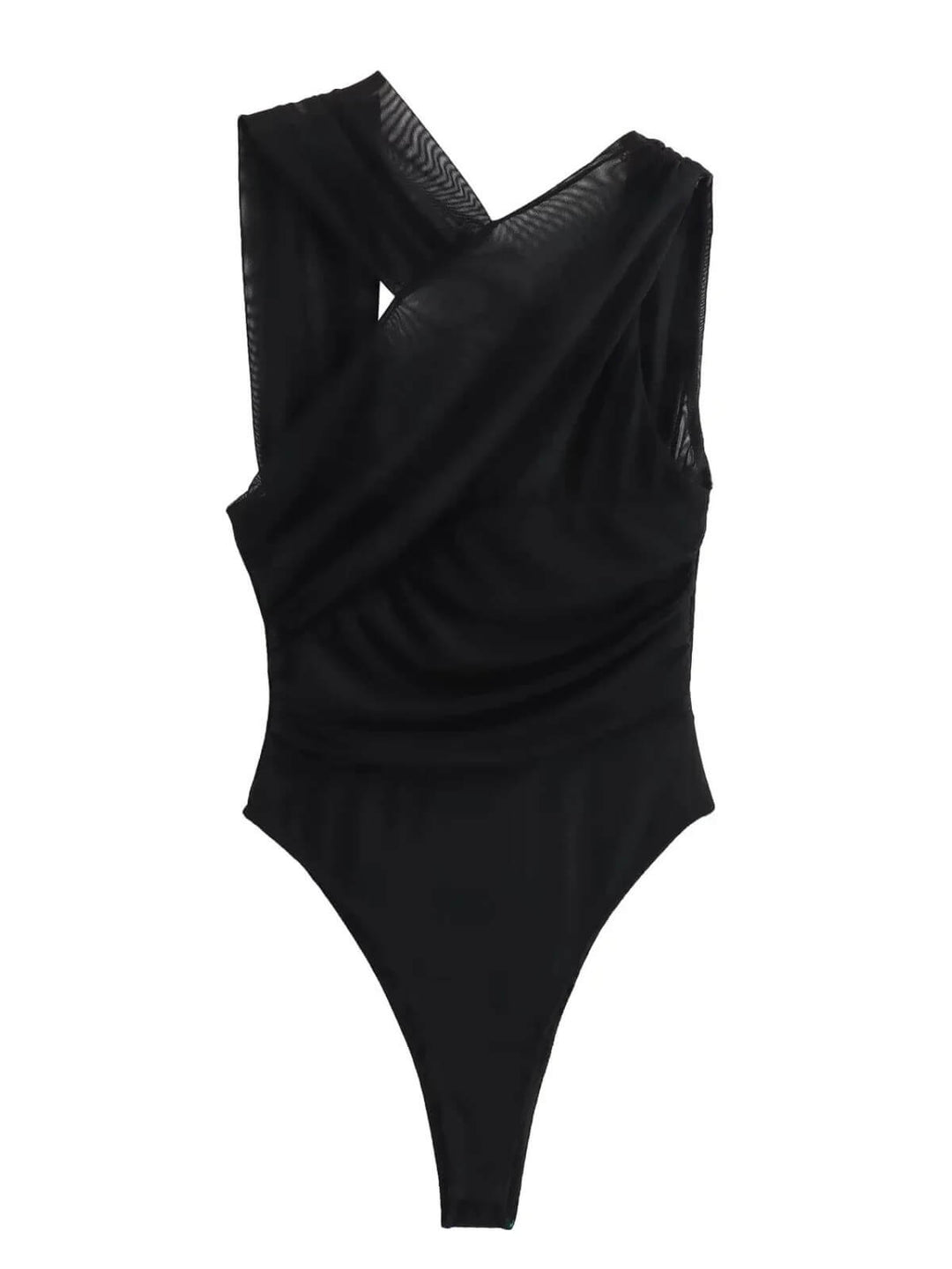 Sexy Pleated Asymmetrical Backless Bodysuit