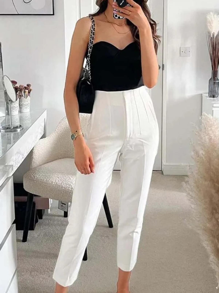Women's High Waist Pants With Seam Details