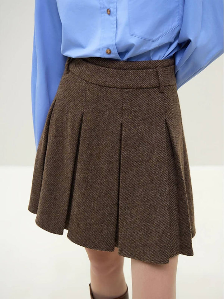 Classic Pleated High Waist A-Line Mini Skirt