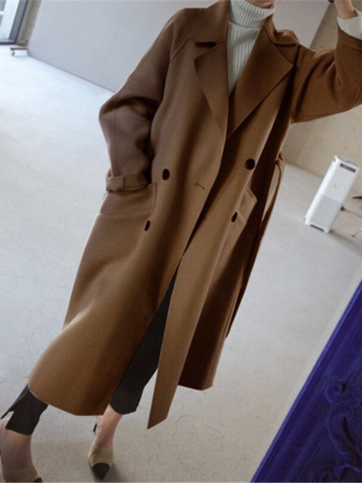 Elegant V-neck With Side Pockets Trenchcoat