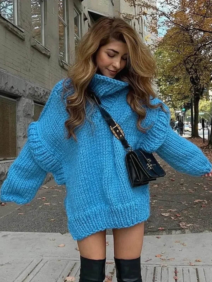 Oversized Loose Turtleneck Double Lantern Sleeve Sweater