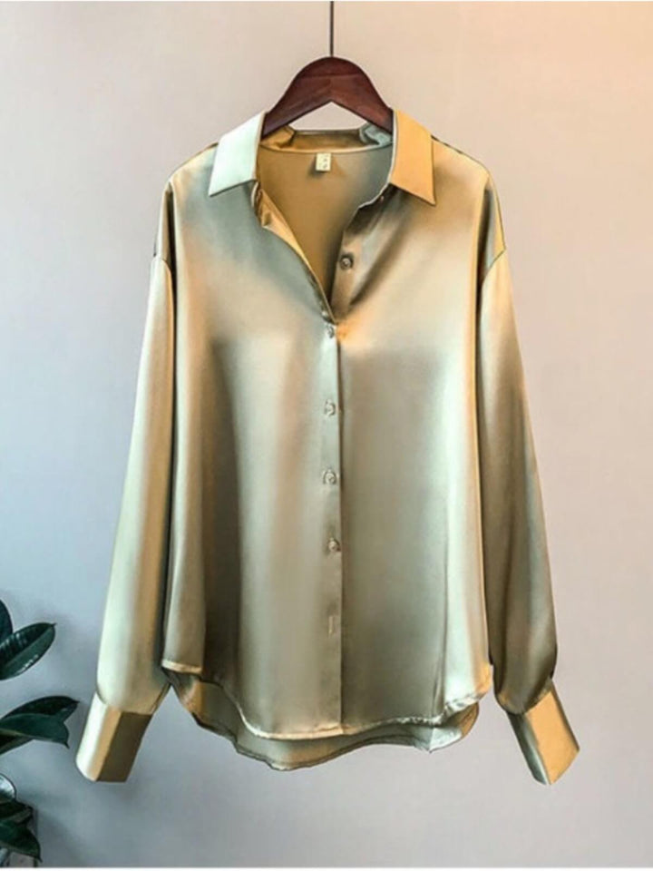 Women's Casual Satin Shirt
