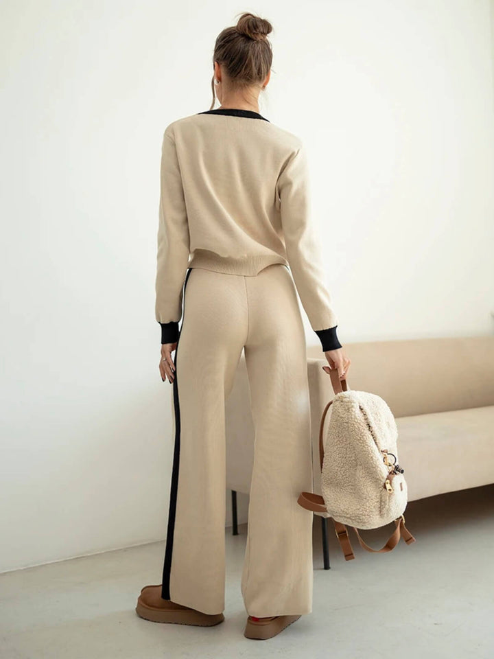 Casual Two-Piece Floral Sweater Knit Tracksuit Matching Sets