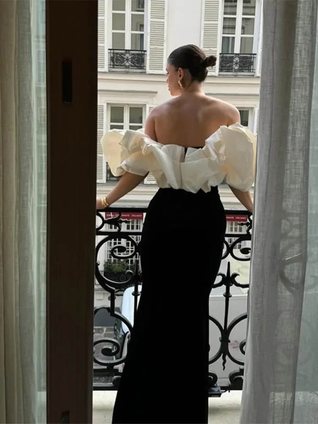 Elegant Pleated Patchwork Off Shoulder Backless Sleeveless Slim Long Dress