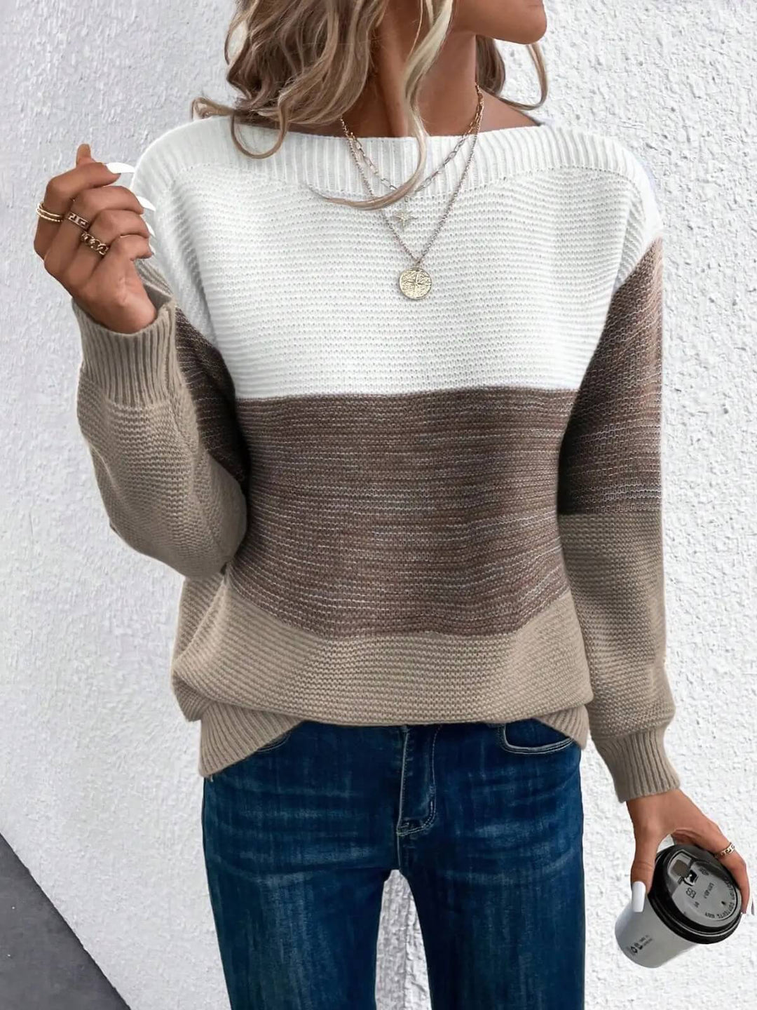 Three-Colour Patchwork Sweater