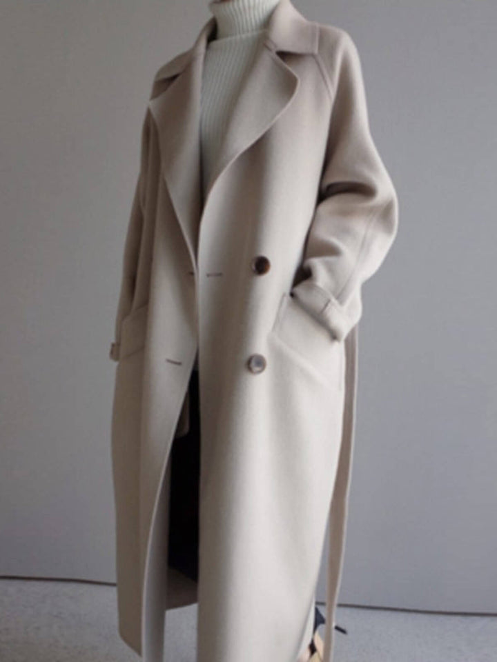 Elegant V-neck With Side Pockets Trenchcoat