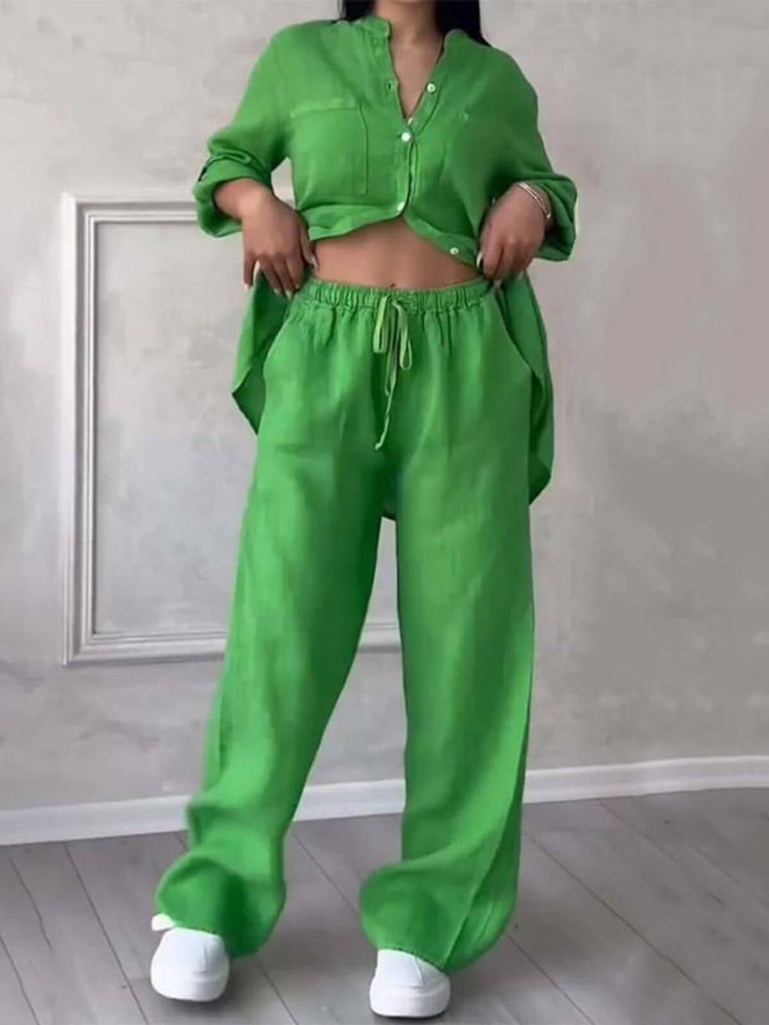 Women's Two-Piece Casual Outfit Shirt & Pants