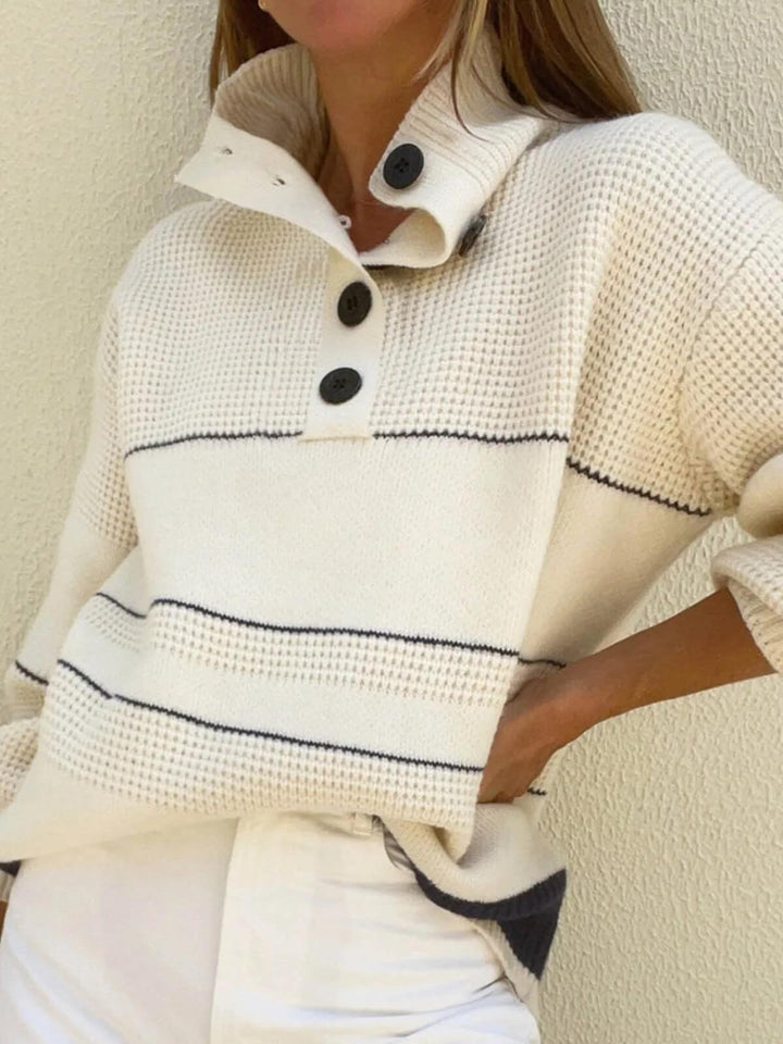 Casual Button Turtleneck Long Sleeve Sweater