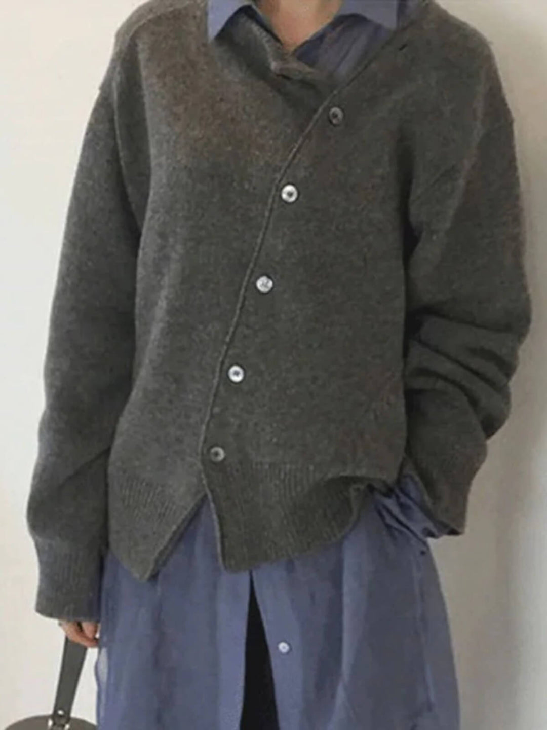 Asymmetric Cardigan with Unique Buttons