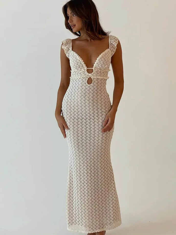 Elegant Tie Detail Sexy Cut Out Backless Dress