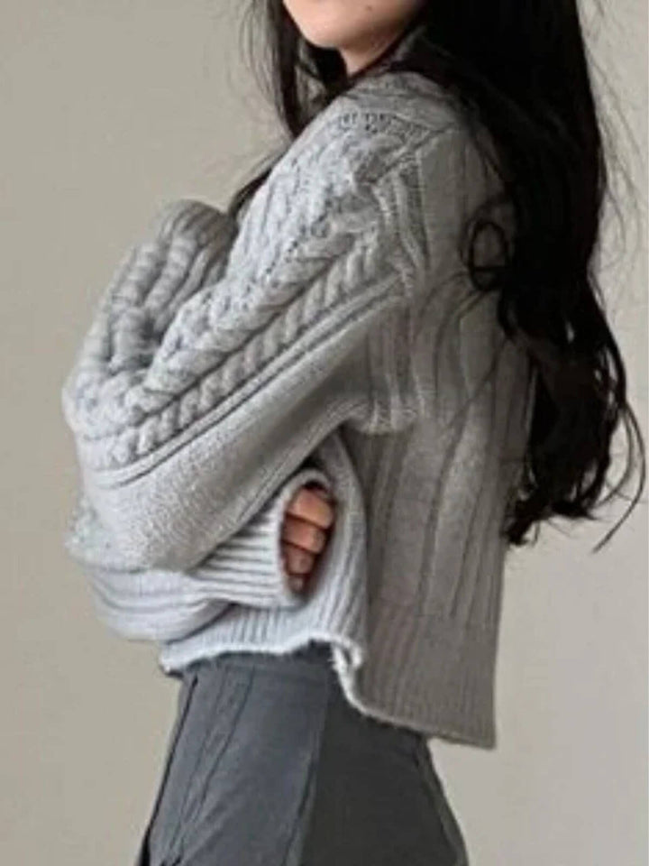 Twist Crop Zip-Up Sweater