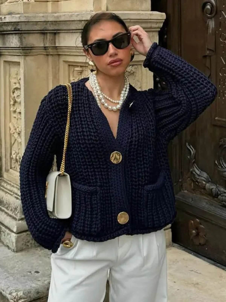 Casual O-Neck Loose Fit Sweater Knitted Cardigan
