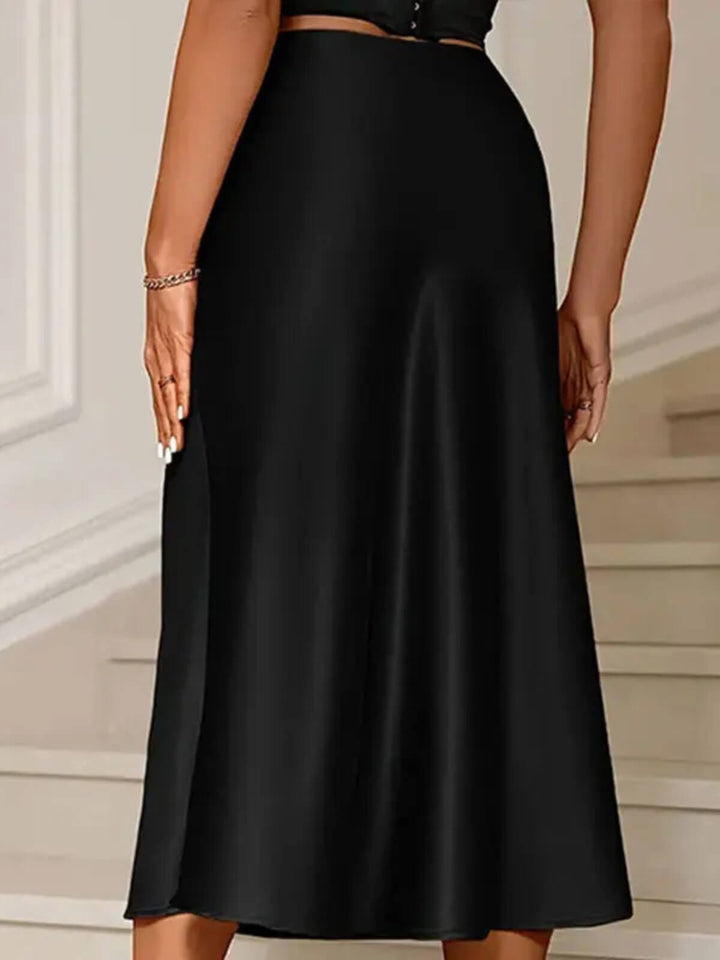 Women's Solid Chic Pleated Midi Skirt