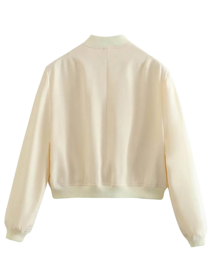 Cropped Long Sleeve Bomber Jacket