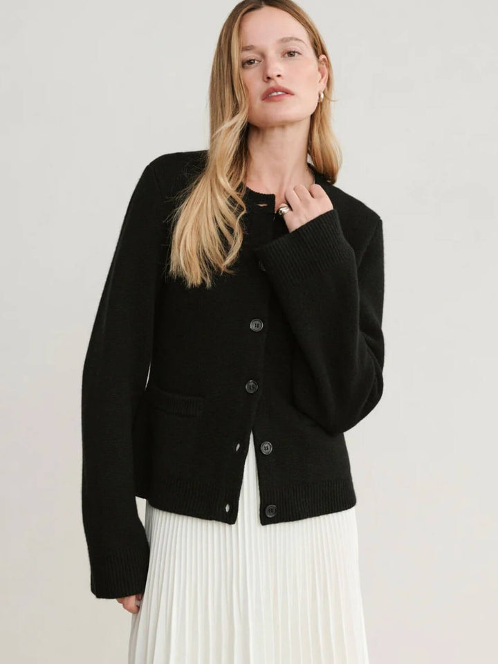 Elegant Cardigan with Button Collar